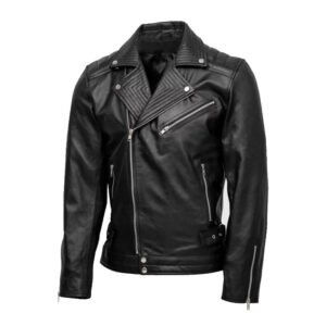 Mens Quilted Biker Leather Jacket